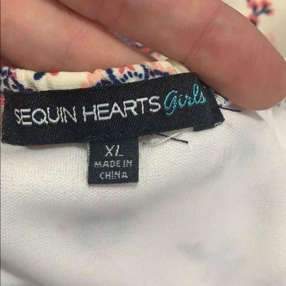 Sequin Hearts Girls Multi Print XL Floral Romper - Picture 7 of 7